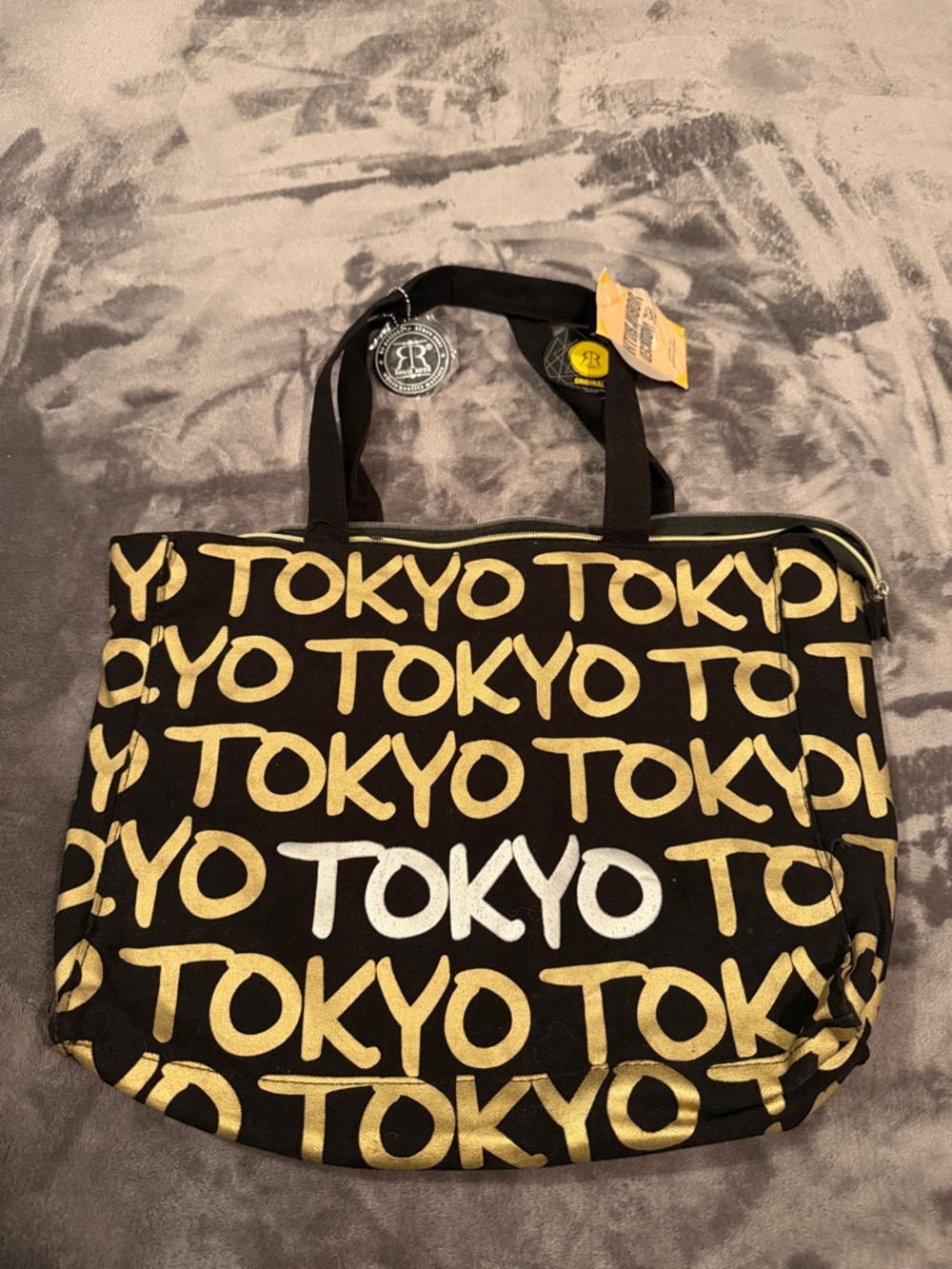 Robin Ruth Black and Gold 'TOKYO' Print Tote